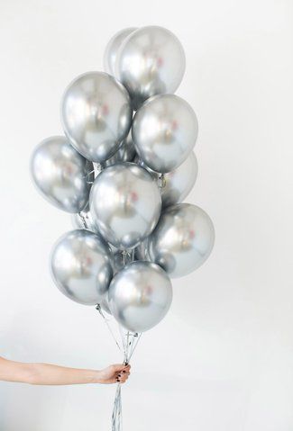 Сет хромових срібних куль set-silver-balloons-10 фото
