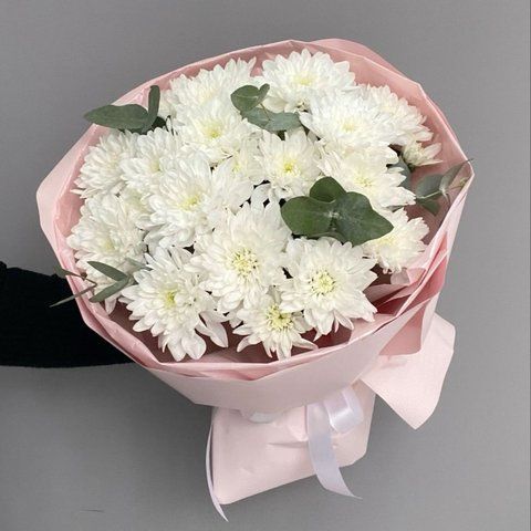 Монобукет Кущової Білої Хризантеми Chrysanthemums-9 фото